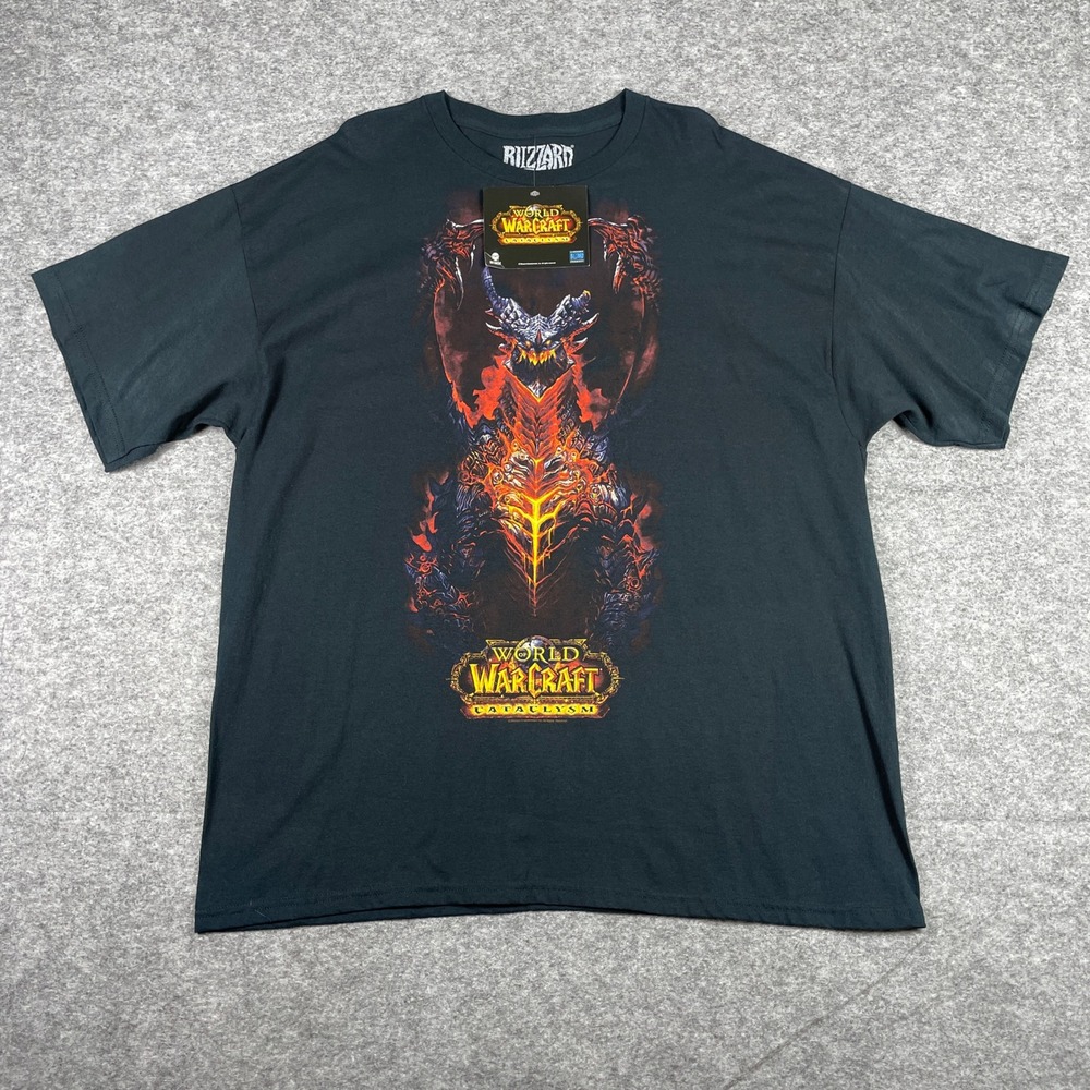 Blizzard T-Shirt Mens 2X Black World of Warcraft Cataclysm Deathwing JINX NEW